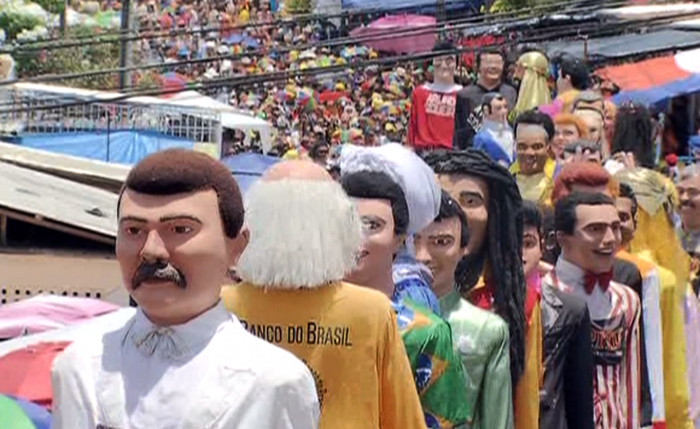 Os bonecos gigantes, marca registrada  do carnaval de Olinda, têm um grande encontro na terça-feira (28), em uma concentração no Largo do Guadalupe (TV Brasil)