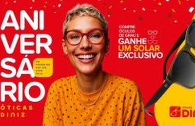 Aniversário Diniz: rede presenteia clientes com óculos exclusivos em comemoração ao aniversário de 33 anos