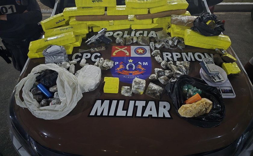 PM registra 16 armas de fogo e quase 80 quilos de drogas apreendidas na última semana em Alagoas