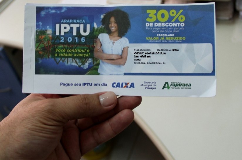 Arapiraca: Prazo de pagamento do IPTU com 30% de desconto vai até (30)