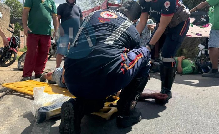 Vítima do acidente na zona rural de Arapiraca recebe atendimento no local