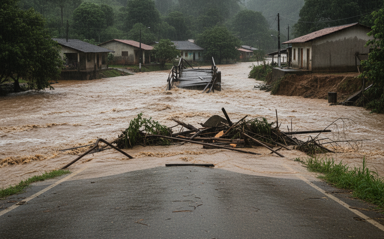 Chuva provoca alagamento e destruição em municípios do Rio; vias são interditadas