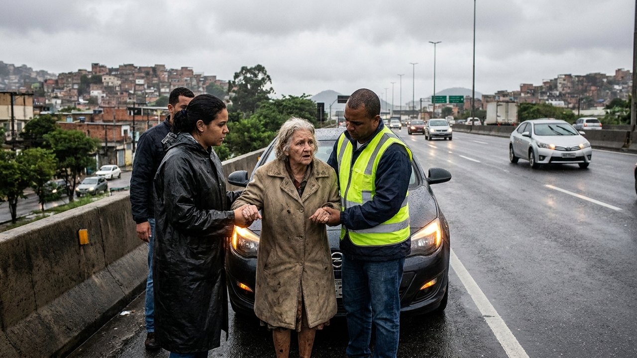 Idosa desorientada é resgatada na Linha Vermelha com ajuda de motoristas