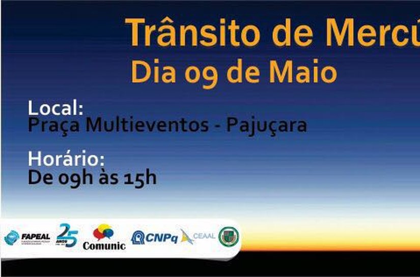 Na 2ª: Mercúrio pode ser visto passando pelo sol, na praça multieventos