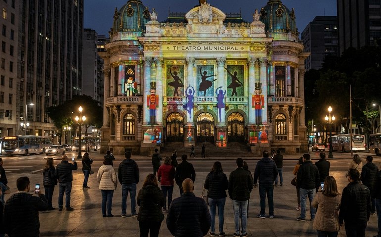 Espetáculo à parte: fachada do Theatro Municipal ganha projeção de Natal inspirada no balé “Quebra-Nozes”; saiba como assistir