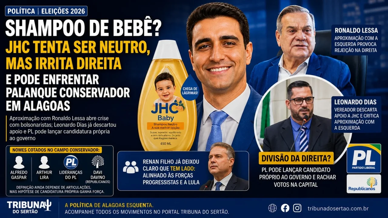 Shampoo de bebê? JHC tenta ser neutro, mas irrita direita e pode enfrentar palanque conservador em Alagoas