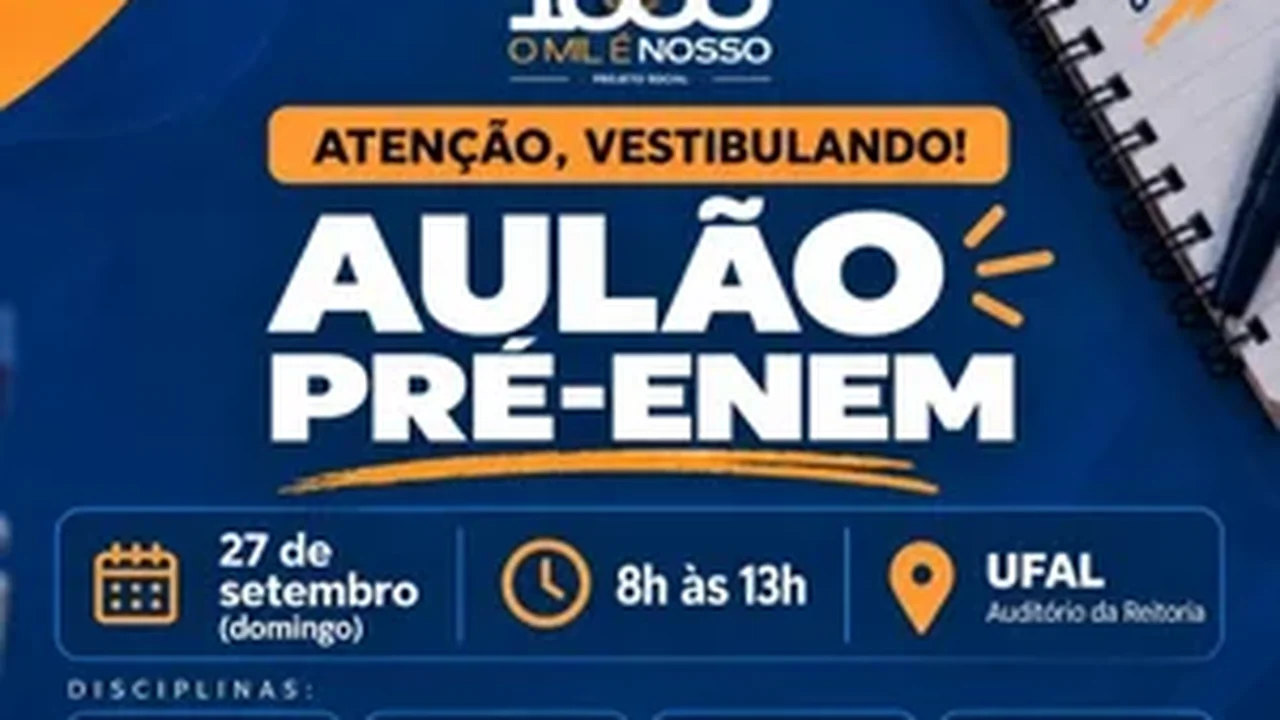 Projeto 'O Mil é Nosso' realiza aulão para o Enem no domingo (27)