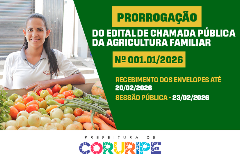 Coruripe: Prorrogado prazo do Edital de Chamada Pública da Agricultura Familiar até 20 de fevereiro