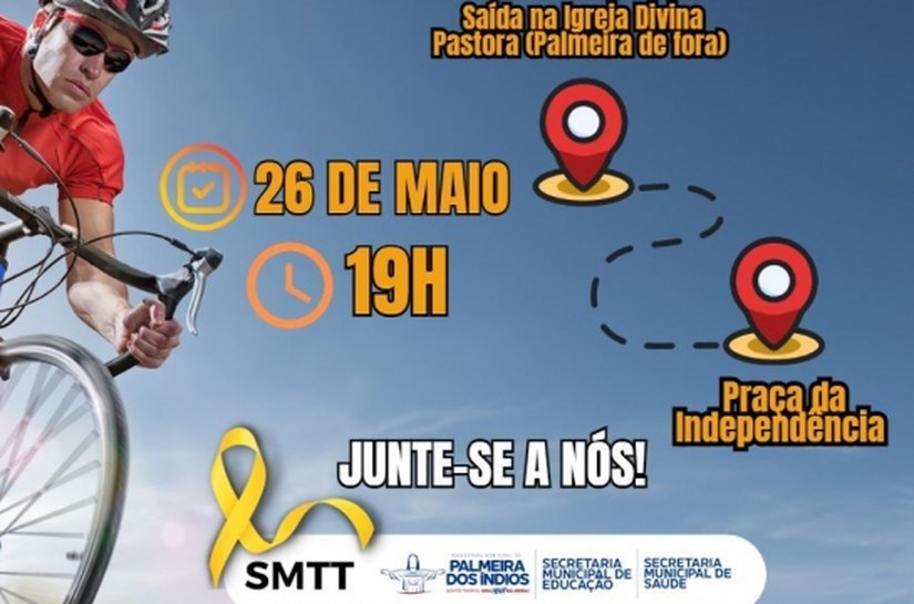 Passeio ciclístico encerra programação do Maio Amarelo em Palmeira dos Índios