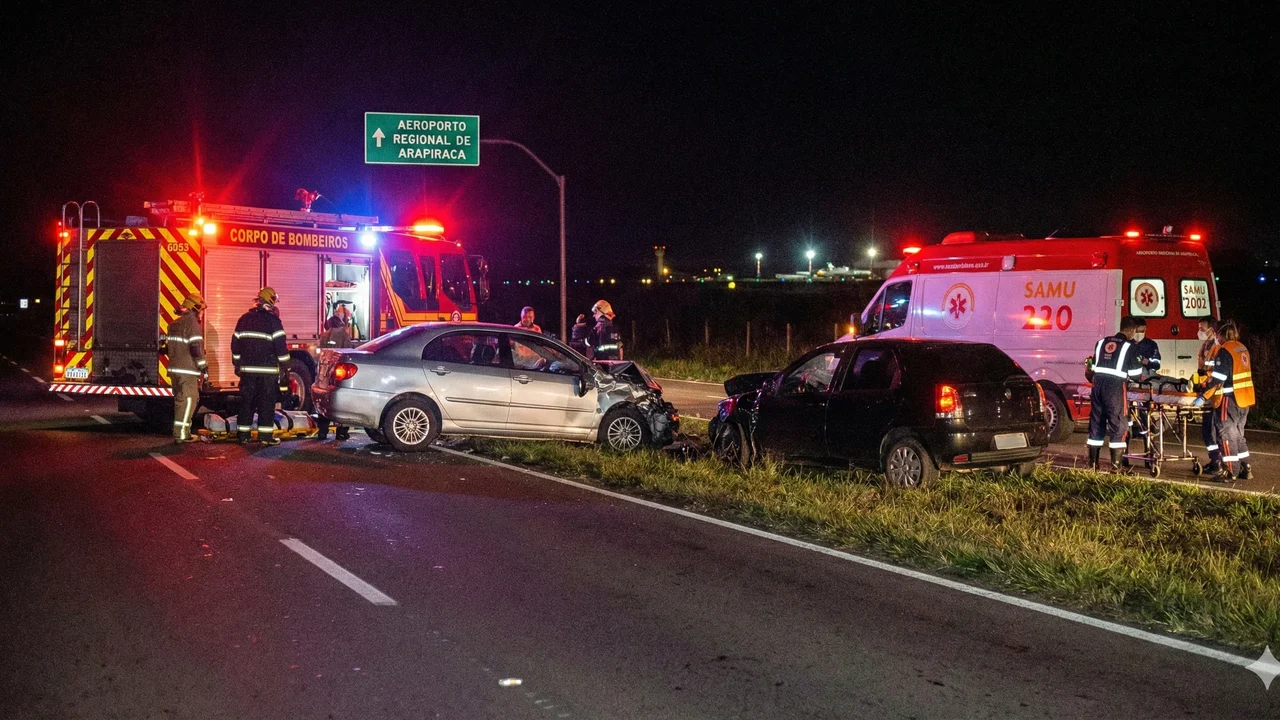 Colisão entre dois carros deixa uma pessoa ferida nas imediações do Aeroporto Regional de Arapiraca