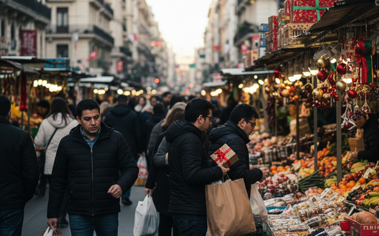Na véspera do Natal, compras de última hora movimentam o comércio