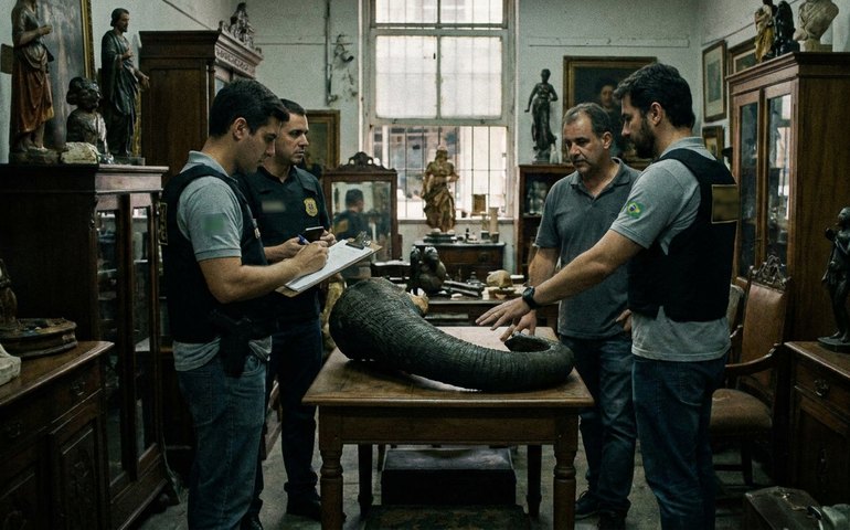 Polícia Federal apreende tromba de elefante em antiquário no Centro do Rio