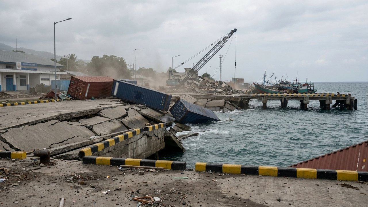Porto de Maumere registra efeitos de terremoto de magnitude 7,7 na Indonésia
