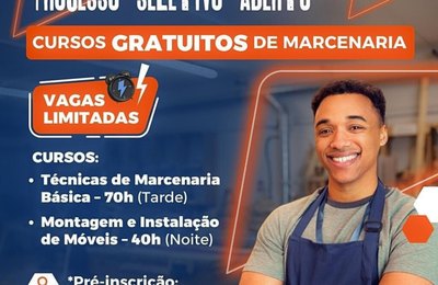 Abertas as inscrições para curso gratuito de Marcenaria no Senai Tabuleiro