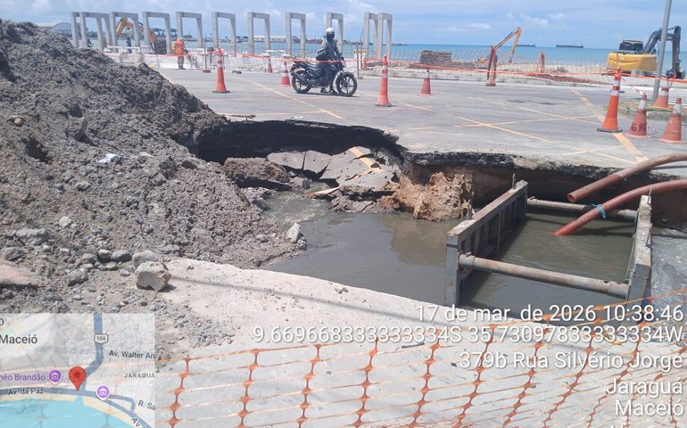Obra da BRK abre cratera na Avenida da Paz; Prefeitura exige providências e autua empresa