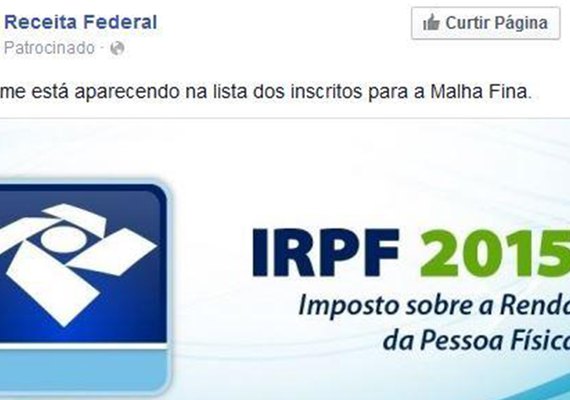 Mensagem falsa no Facebook põe em risco computador de contribuintes