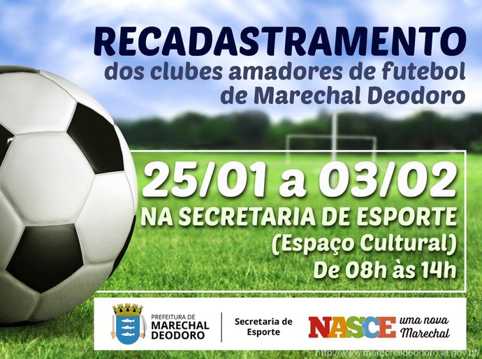 Secretaria de Esporte convoca clubes de futebol para recadastramento