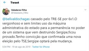 TWITTER VALADARES FILHO / Foto: Reprodução Twitter