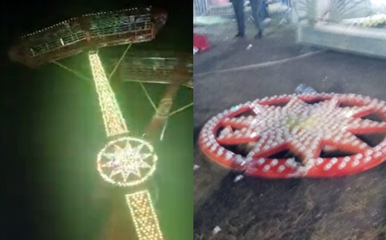 Peça de brinquedo 'kamikaze' se solta em parque de diversões e atinge duas pessoas