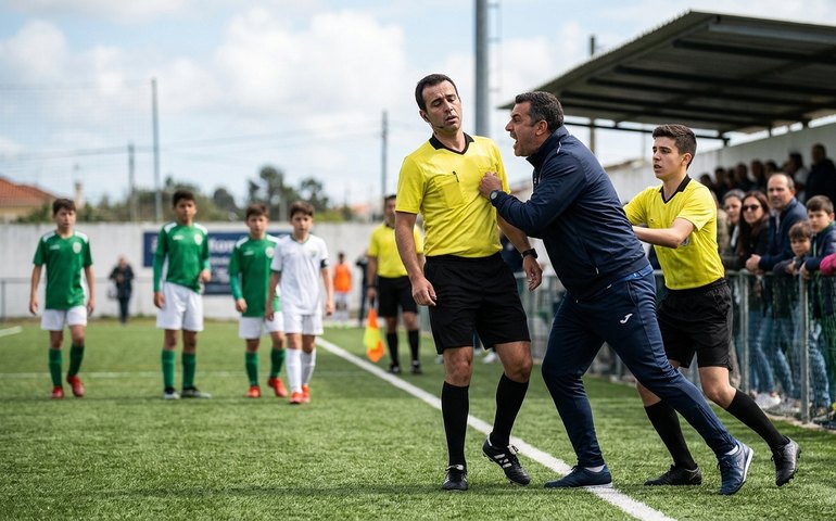 Árbitro é agredido com cabeçada por técnico durante partida sub-11 em Portugal