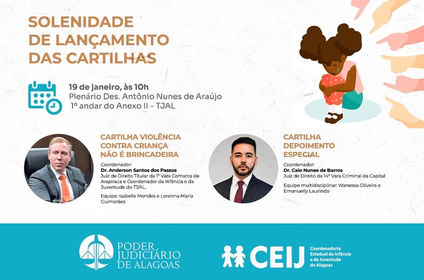 TJAL lança, na próxima segunda (19), cartilhas voltadas à proteção da infância e à escuta qualificada