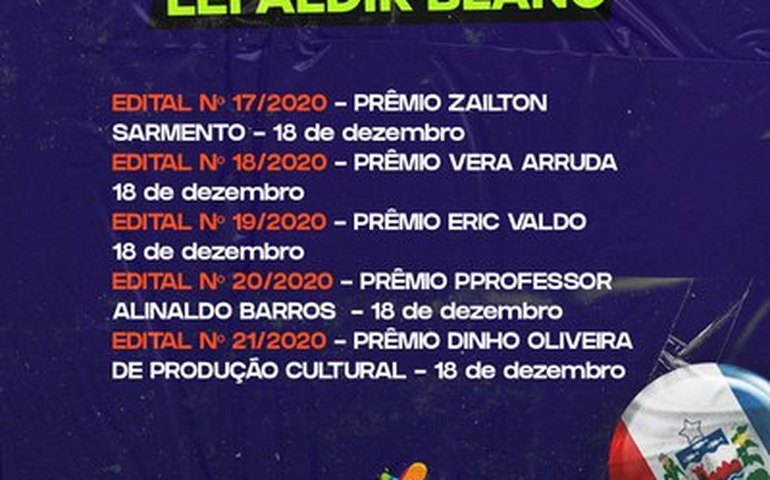 Secult retifica cronograma de editais da Lei Aldir Blanc