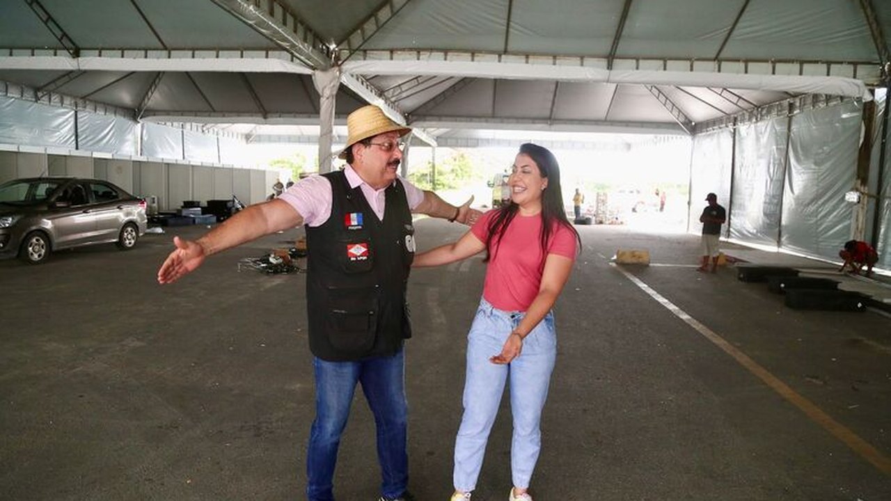 Gabriela e Gilberto Gonçalves vistoriam estrutura de show da cantora Sarah Farias em Rio Largo