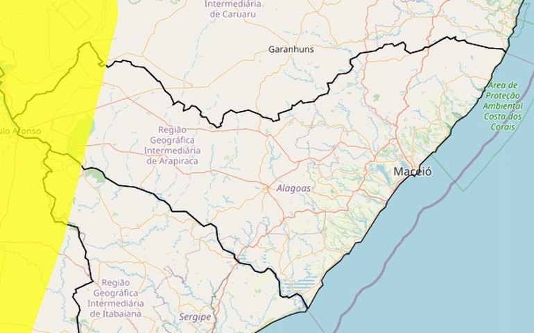 Inmet alerta para chuvas intensas em municípios do Sertão alagoano
