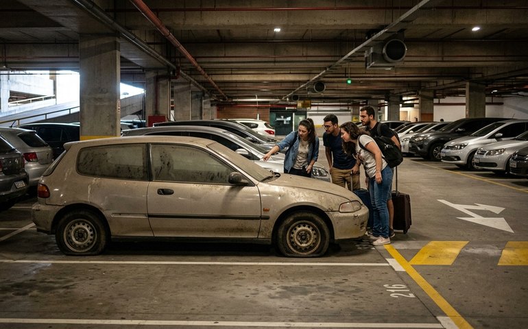 Civic raro intriga passageiros após anos abandonado no estacionamento do Galeão