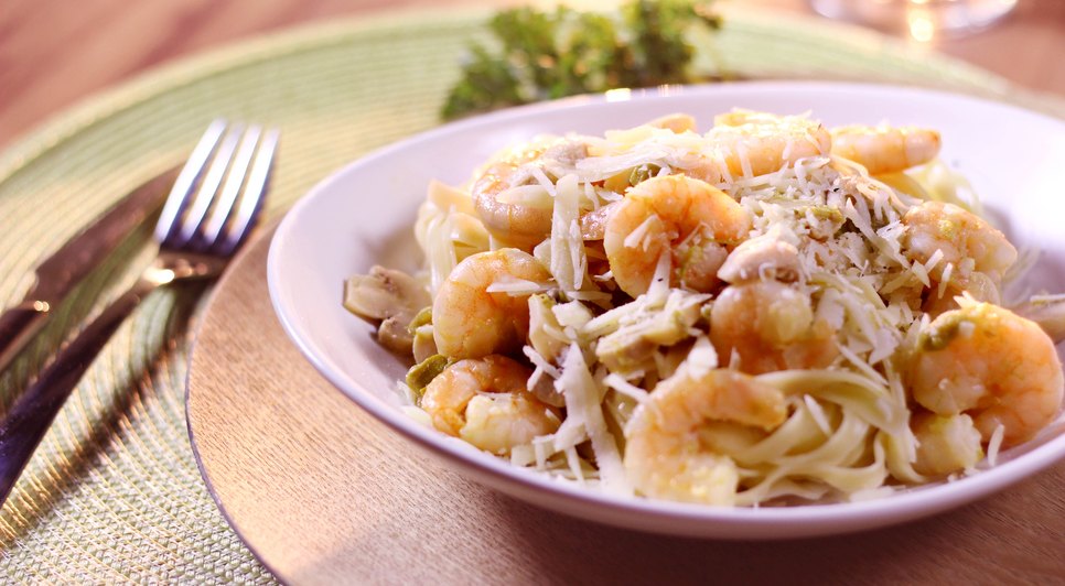 Macarrão com camarão 