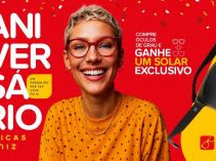 Aniversário Diniz: rede presenteia clientes com óculos exclusivos em comemoração ao aniversário de 33 anos