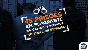 Delegacias Plantonistas registram 45 prisões em flagrante no final de semana / Foto: 0000000
