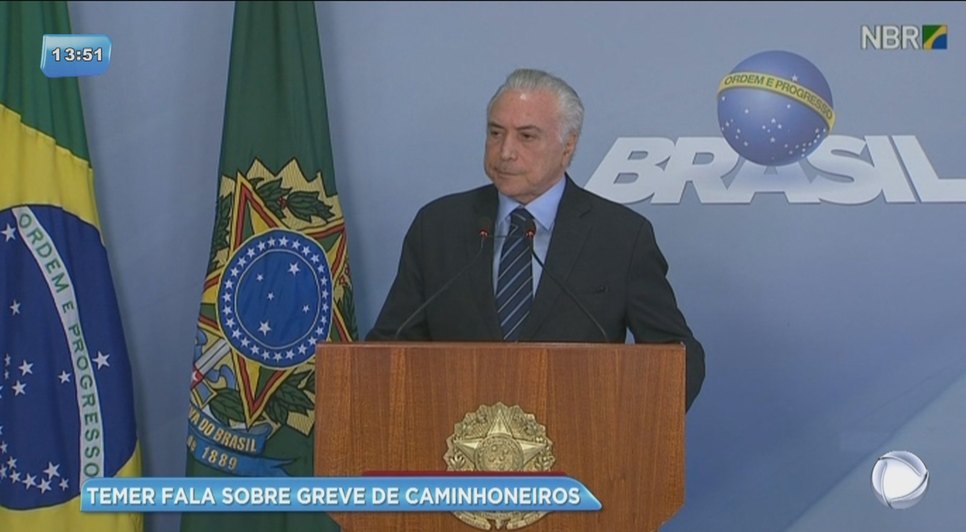 Michel Temer fala sobre greve de caminhoneiros