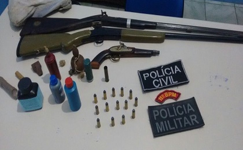 PM apreendem armas de fogo na cidade de Penedo