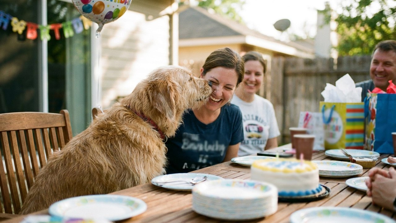 Cachorro participa de aniversário e cena de afeto conquista a internet
