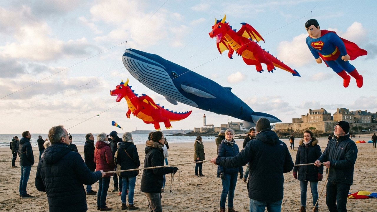 Festival do Vento colore céu do sul da França com baleias, dragões e super-heróis gigantes