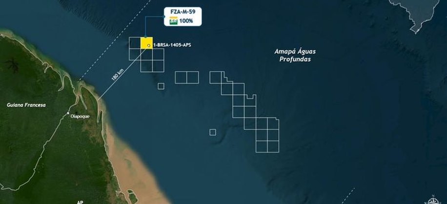 O poço identificado como 1-BRSA-1405-APS fica em águas ultra profundas, a 175 quilômetros da costa do Amapá. Foto: Petrobras/Divulgação