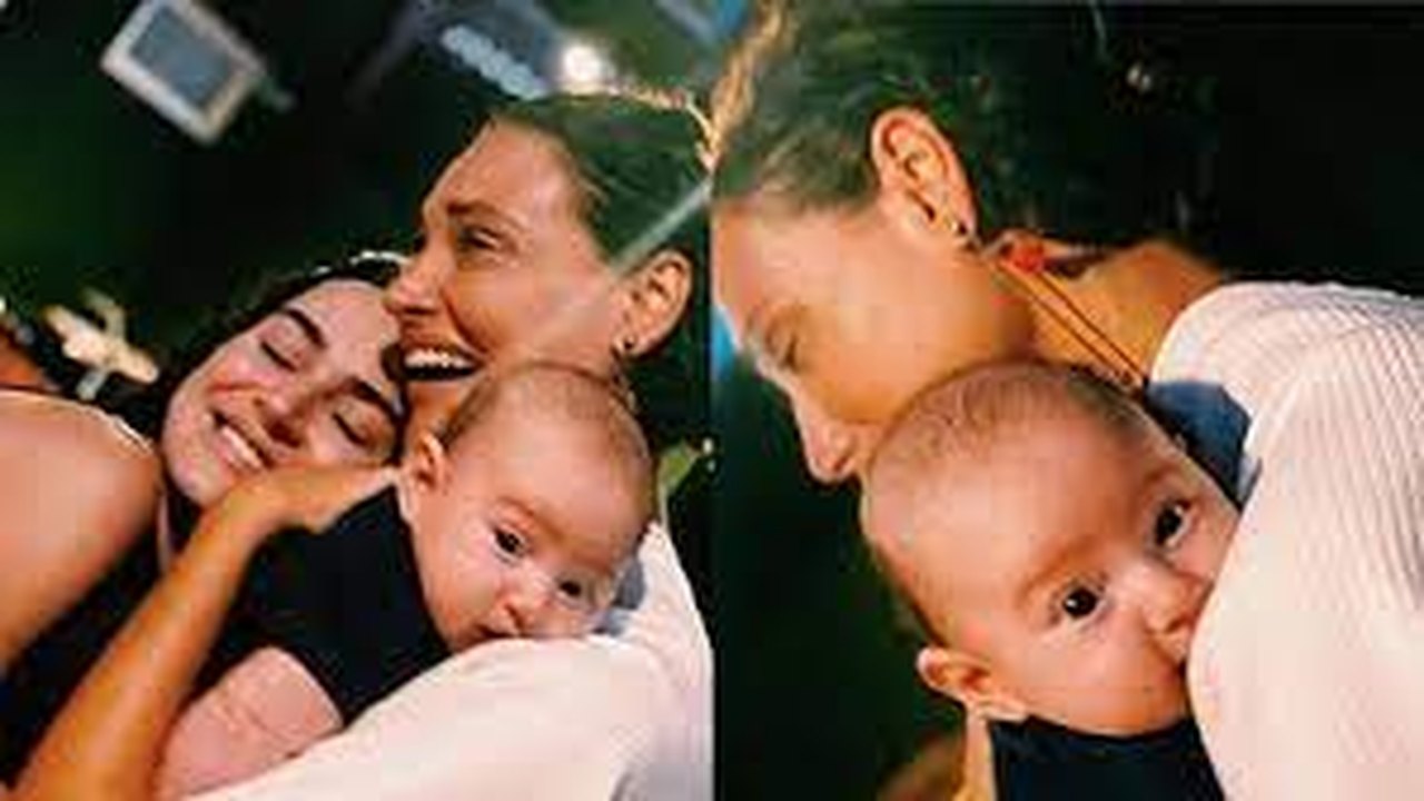 Débora Nascimento se emociona ao conhecer filho de Thaila Ayala