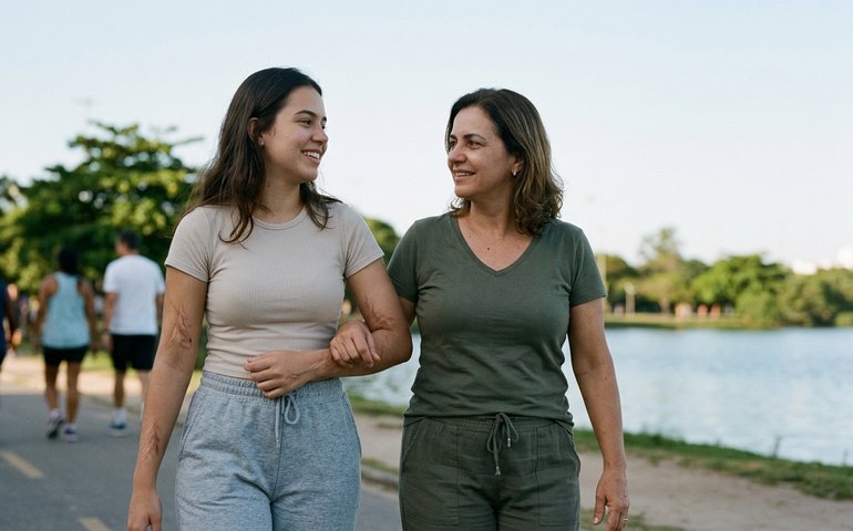 Mãe compartilha primeiro passeio da jovem Alana Anísio, de 20 anos, que sobreviveu a mais de 30 facadas