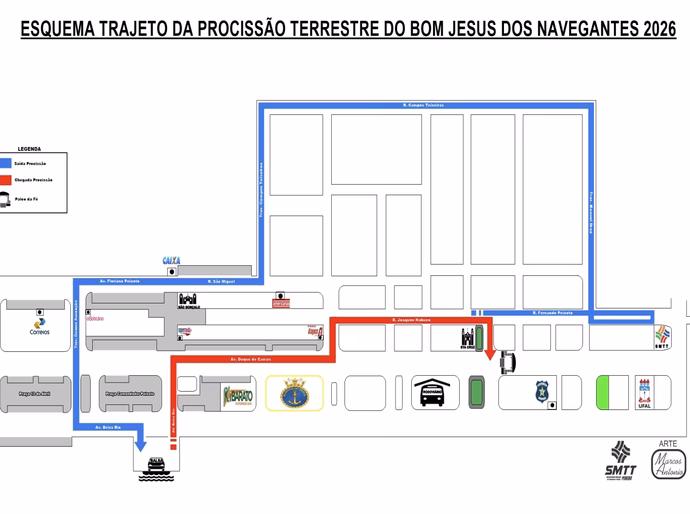 Confira o esquema de trânsito para a procissão do Bom Jesus dos Navegantes de Penedo no domingo, 11