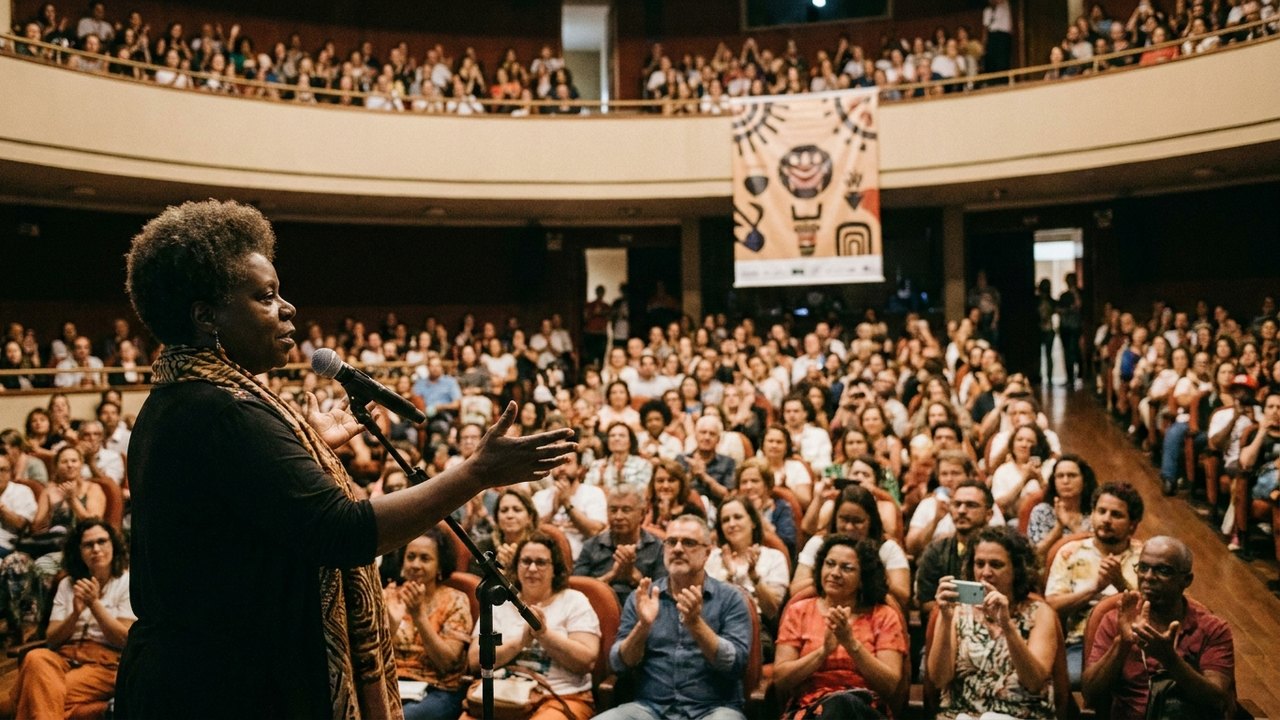 Conceição Evaristo abre terceiro dia da Fliduc com Teatro Raul Cortez lotado em Duque de Caxias