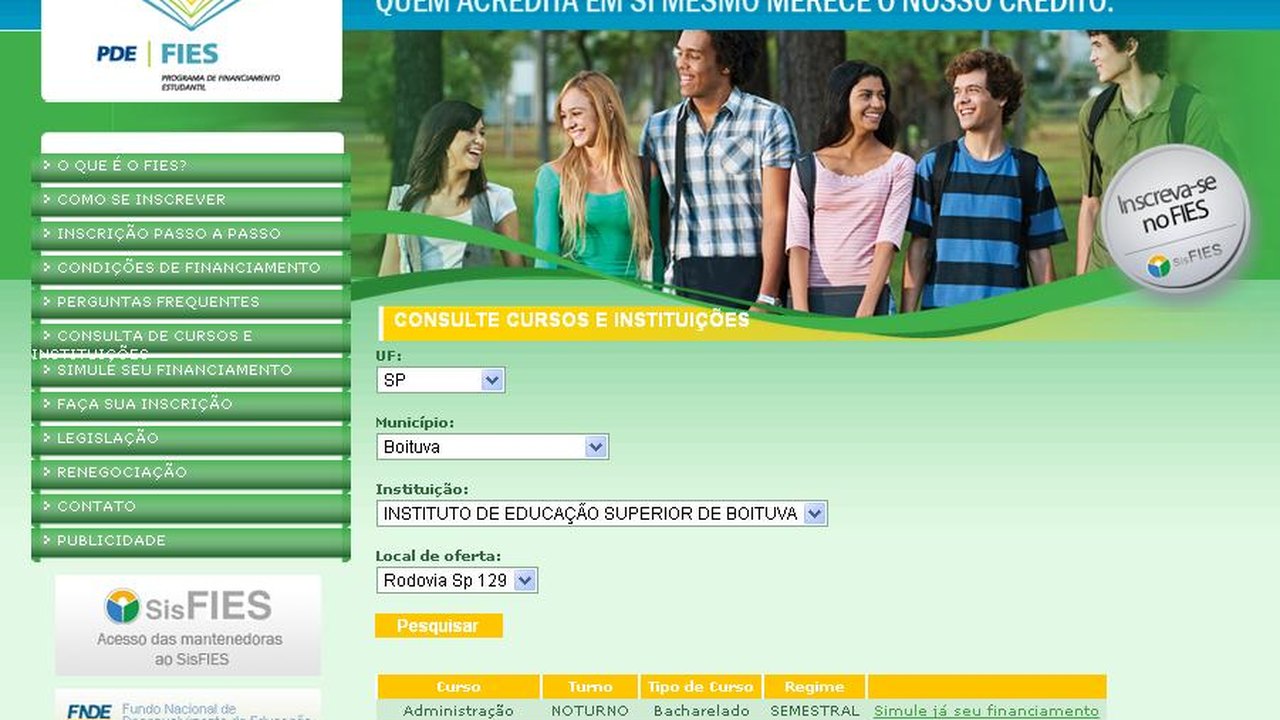 Endereço do Fies é retirado do ar para adequação a novas normas