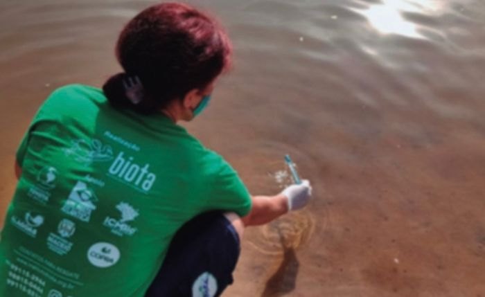Instituto Biota coleta amostras para análise da qualidade da água