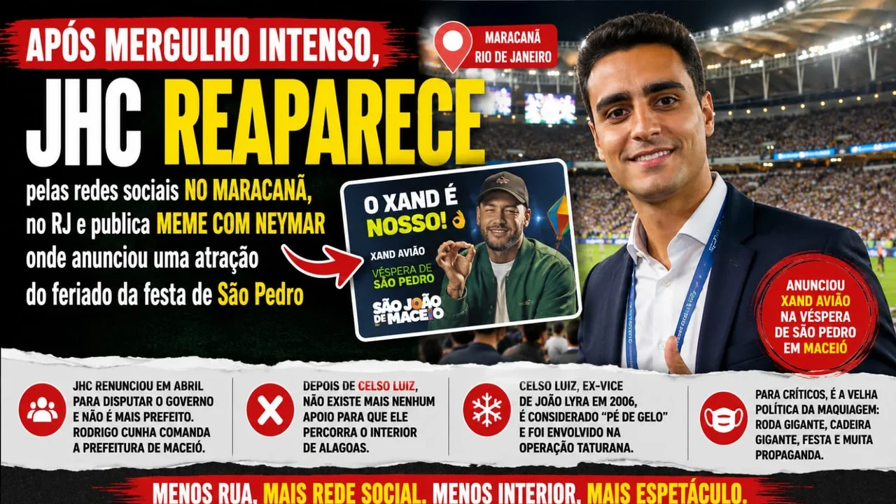 Após mergulho intenso, JHC reaparece no Maracanã e usa meme com Neymar para anunciar show em Maceió