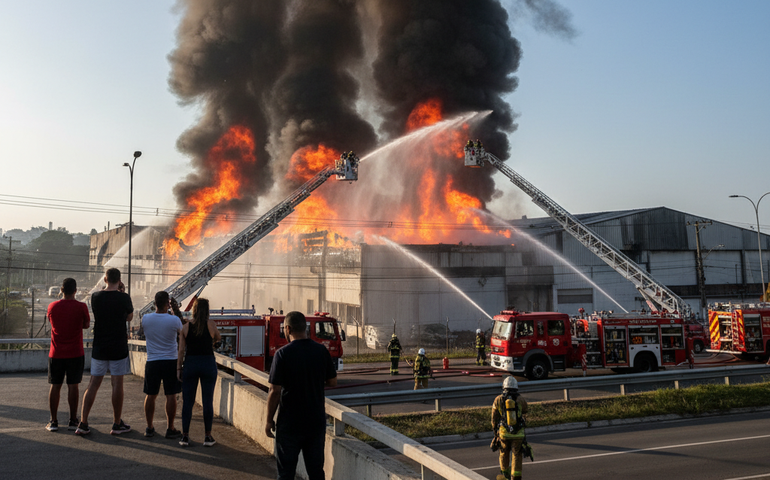 Incêndio de grandes proporções assusta moradores de Duque de Caxias na manhã de domingo
