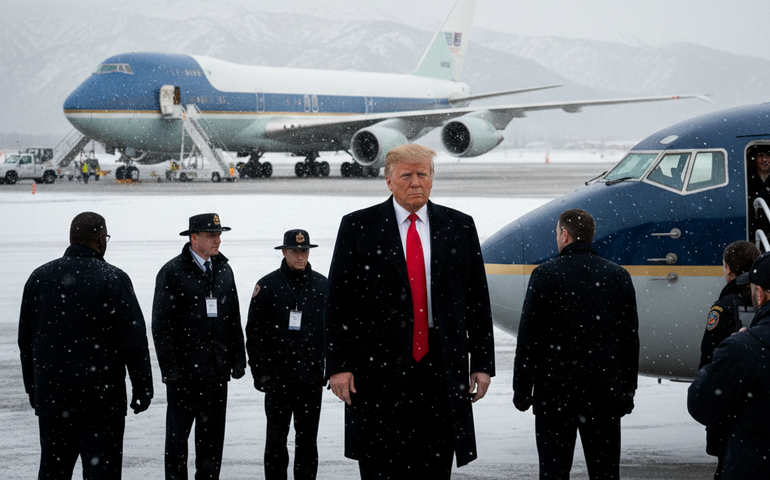 Após troca de avião por falha elétrica, Trump retoma viagem a Davos