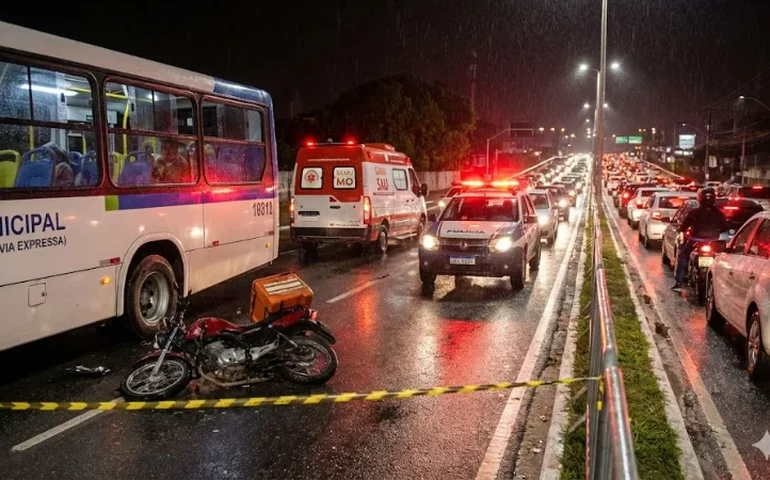Tragédia na Via Expressa: entregadora por aplicativo morre ao colidir com ônibus na véspera do Réveillon
