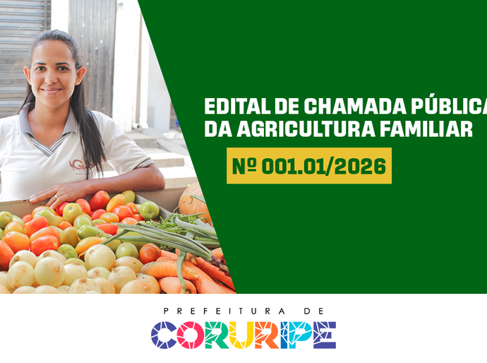 Prefeitura de Coruripe abre chamada pública para agricultura familiar voltada à alimentação escolar