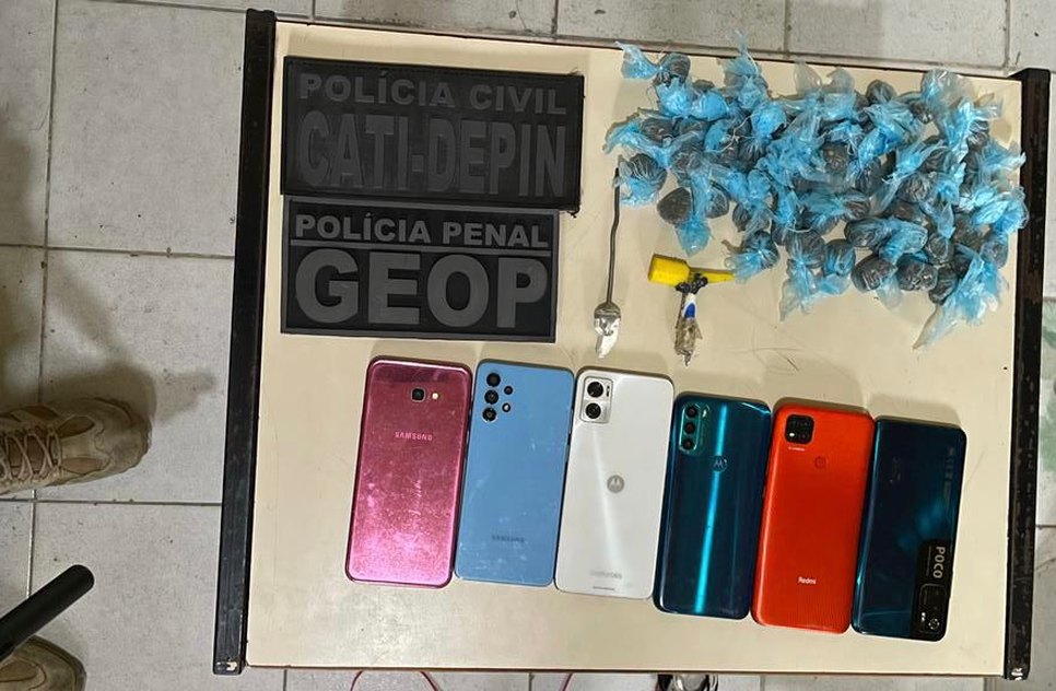 Drogas e celulares são apreendidos dentro da cela de detento na Bahia durante operação contra roubos a mototaxistas em Sergipe