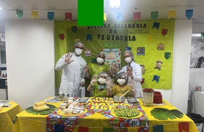 HGE realiza Oficina de Culinária Junina e ensina crianças a fazer "Brigadeiro de Milho da Roça"